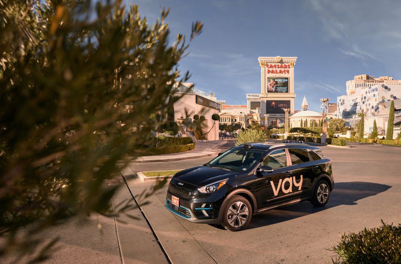 © Reuters. A Vay remotely-driven vehicle is pictured, in Las Vegas, Nevada, U.S., in this undated photo obtained by Reuters on January 16, 2024. Vay/Handout via REUTERS/File Photo