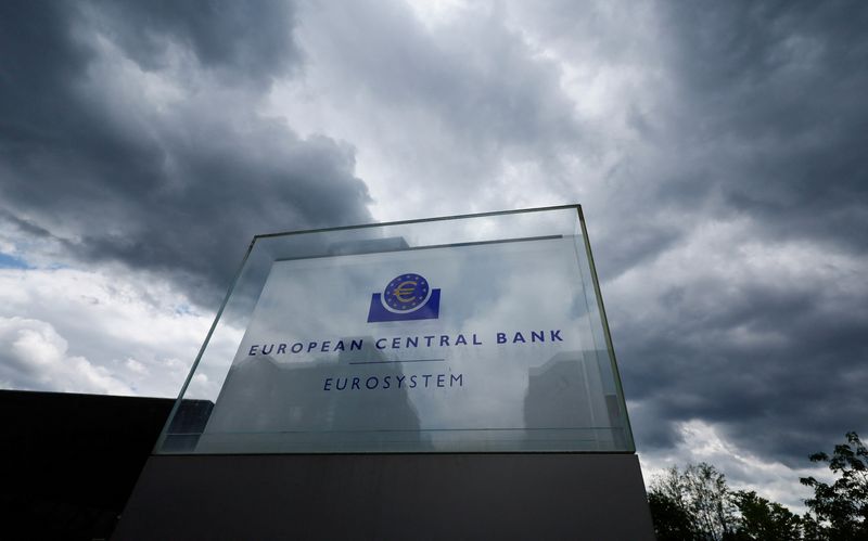 © Reuters. FILE PHOTO: Dark clouds are seen over the building of the European Central Bank (ECB) before the ECB's monetary policy meeting in Frankfurt, Germany, June 6, 2024.    REUTERS/Wolfgang Rattay/File Photo